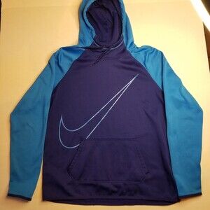 Women's Nike Therma-Fit All Time Blue Hoodie JDI Swoosh Pullover L Large